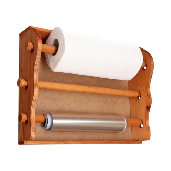 Cm Keukenrol Houder/folie Dispenser Wand - Mahonie Hout - 30 X 36 Cm - Keuken Organizer/rollenhouder thumbnail