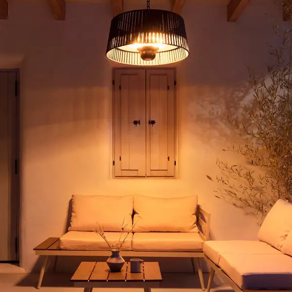 Create/Hanging Heater/Halogen-Infrarot Heizstrahler Grau Mit Led-Beleuchtung Und Fernbedienung Für Terrassen, Garten Und Außenbereiche / 1800W thumbnail