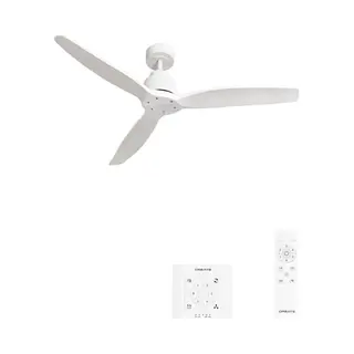 Create/ Windstylance Natural Wood/Deckenventilator Weiß Mit Wandschalter Und Fernbedienung / 40W, Leise, Ø132 Cm, 6 Gechwindigkeiten,