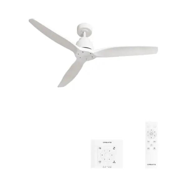 Create/ Windstylance Natural Wood/Deckenventilator Weiß Mit Wandschalter Und Fernbedienung / 40W, Leise, Ø132 Cm, 6 Gechwindigkeiten, thumbnail
