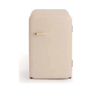 Create / Retro Fridge 83.5 Gold/Kühlschrank In Sand, Griff Gold / 98W, Niedriger Verbrauch, 2 Ablagen, Temperaturregler, Flaschenhalter, 56x54x84cm