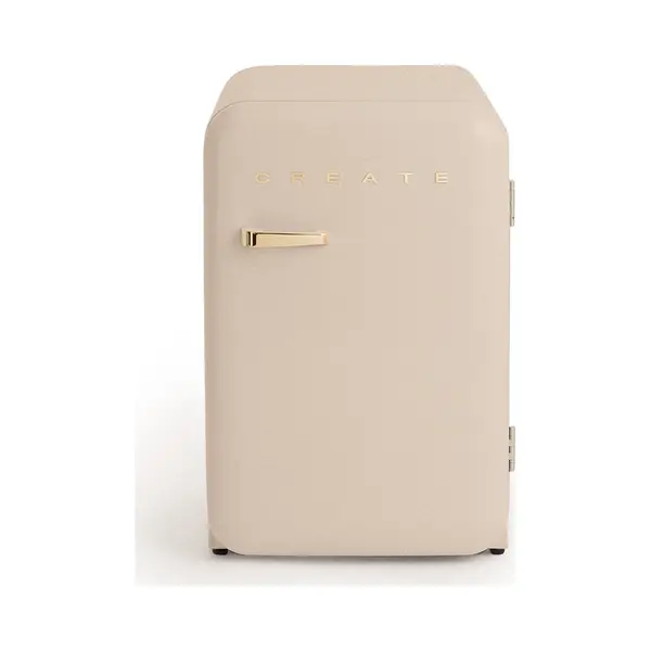 Create / Retro Fridge 83.5 Gold/Kühlschrank In Sand, Griff Gold / 98W, Niedriger Verbrauch, 2 Ablagen, Temperaturregler, Flaschenhalter, 56x54x84cm thumbnail