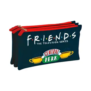 Friends Central Perk - Etui - Triple Tekenetui - Schooletui - 3 Vakken - Met Ritssluitingen 23x12x3, 5cm