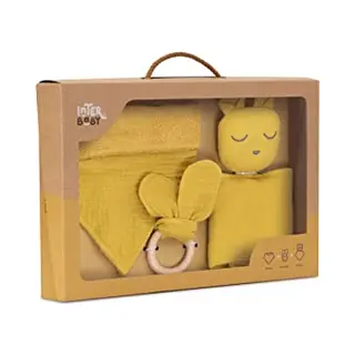 Interbaby Set, Doudou Bär, Lätzchen Und Beißring, Grau
