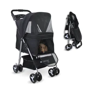 Mobiclinic Zuma - Inklapbare Hondenbuggy – Tot 15 Kg – 360º Wielen – Zwart