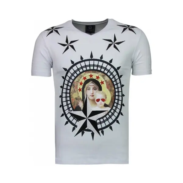 Local Fanatic Holy Mary - Rhinestone T-shirt - Wit thumbnail