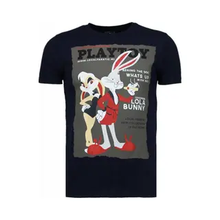 Local Fanatic Playtoy Bunny - Rhinestone T-shirt - Navy
