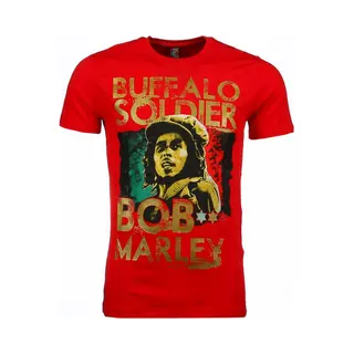 Local Fanatic T-shirt - Bob Marley Buffalo Soldier Print - Rood