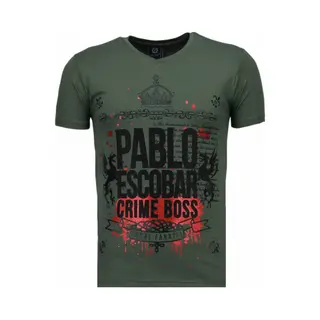Local Fanatic Pablo Escobar Boss - Rhinestone T-shirt - Groen
