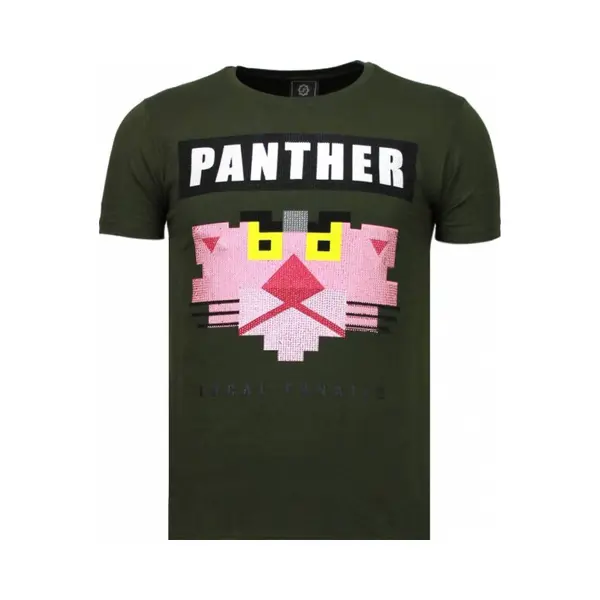 Local Fanatic Panther For A Cougar - Rhinestone T-shirt - Groen thumbnail