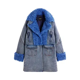 Desigual Wintermantel Kobaltblauw / Blauw Denim