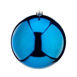 Krist+ Grote Decoratie Kerstbal - Turquoise Blauw - 20 Cm - Kunststof - Glimmend - Kerstversiering