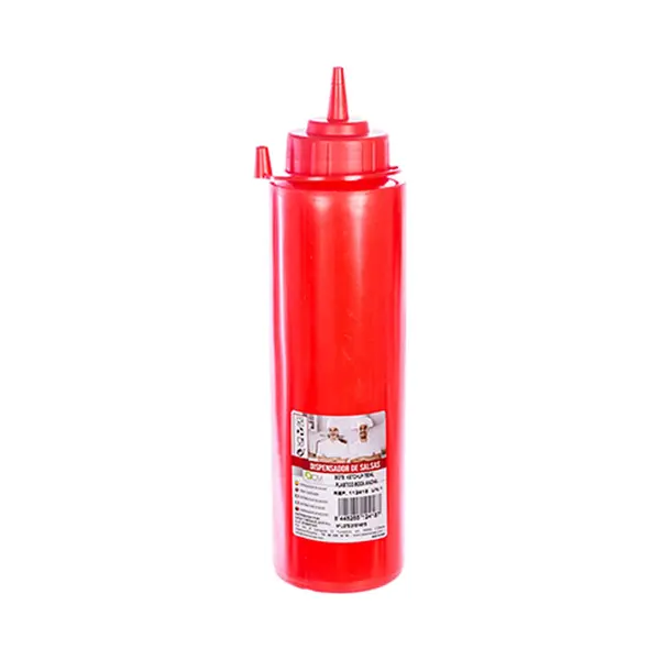 Cm Doseerfles Sausfles - Rood - Kunststof - Met Schenktuit - 750 Ml - 28 X 7 Cm - Pannenkoeken/poffertjes thumbnail