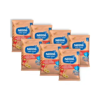 Nestlé Baby Snack Puffy Puffs Banaan Aardbei - Babyvoeding Tussendoortjes 7m+ - 7 Zakjes X 28g