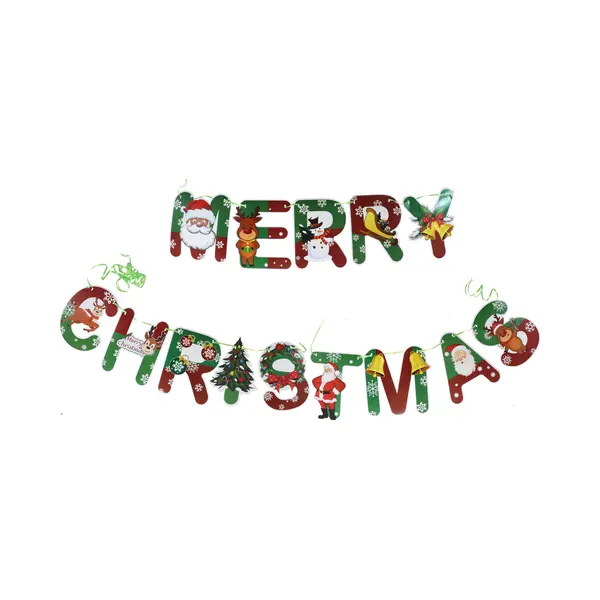 Gerimport Kerst Slinger Merry Christmas - Groen/rood - 500 Cm - Papier - Kerstversiering thumbnail
