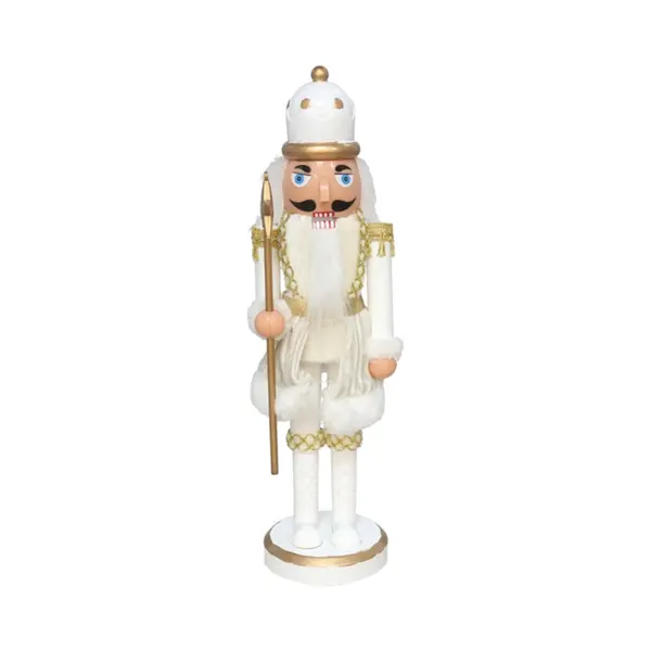 Gerimport Notenkraker Decoratie Figuur/beeld -28 Cm - Wit/goud - Kunststof thumbnail