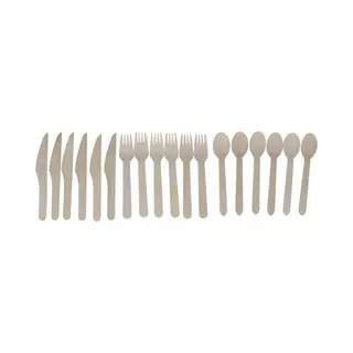 Gerimport Bestekset - Bamboe - 18-delig - 6 Vorken - 6 Lepels - 6 Messen - Naturel - 15 Cm - Bbq