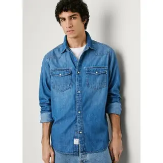 Pepe Jeans For Man. PM3090804A4 Regular Shirt Blue (L), Casual, Cotton, Denim, Long Sleeve