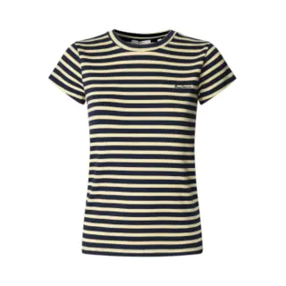 Pepe Jeansvoor Vrouwen. PL5000141 Merida Gestreept T-shirt Marine (M), Casual, Katoen, Korte Mouwen, Marineblauw