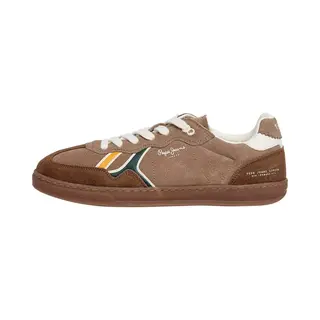 Pepe Jeans For Man. PMS000035 Ball Combi Leather Sneakers Brown (41), Flat, Laces, Casual