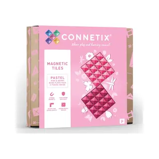 Connetix - Magnetisch Tegels - Pastel Roze En Bessen Basisplaat Pakket - 2 Stuks - Magnetisch Speelgoed