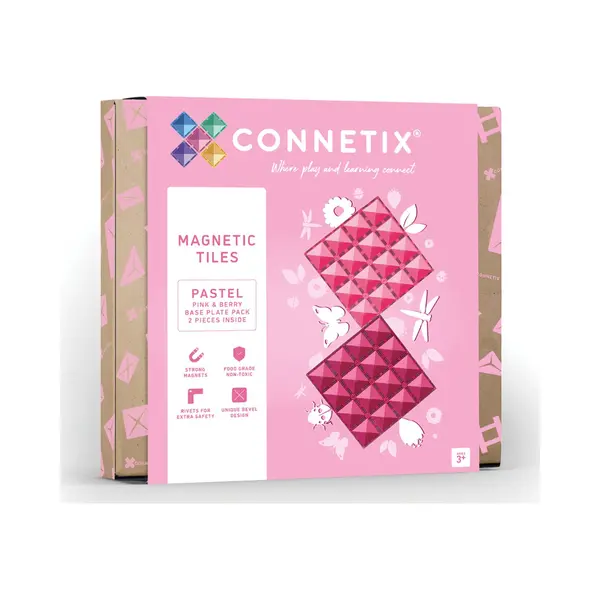 Connetix - Magnetisch Tegels - Pastel Roze En Bessen Basisplaat Pakket - 2 Stuks - Magnetisch Speelgoed thumbnail