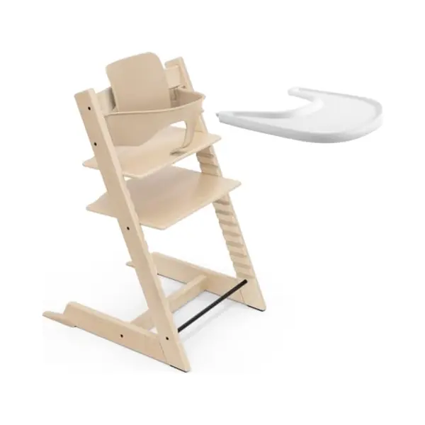 Stokke Tripp Trapp-kinderstoel (naturel), Stokke-dienblad (wit) - Incl. Tripp Trapp-stoel, Babyset 2 Voor Kinderen Van 6-36 Maanden En Stokke-dienblad thumbnail