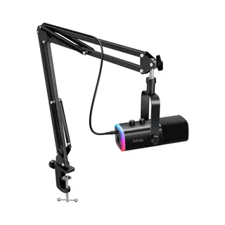 Fifine - AM8T - Usb / Xlr Studio Microfoon - Pc-Gaming Met Flexibele Arm ( 66cm! ) - Geschikt Voor Pc/PS4/PS5 - Rgb - Podcast - Gaming - Streaming -