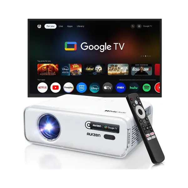 Aurzen Eazze D1G Mini Beamer – Google Tv – Mini Projector – Full Hd 1080p – Google Tv (ingebouwd) – HDR10 – Dolby Audio – Auto Focus & thumbnail