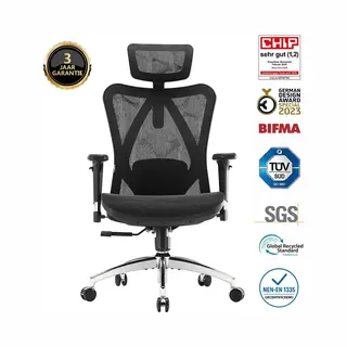 Sihoo Ergonomic Office Chair Mesh Desk Chair With Adjustable Lumbar Support 3D Armrests Breathable High Back Computer Chair (Black)
