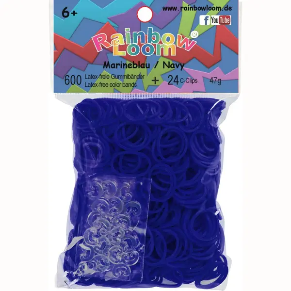 Rainbow Loom Elastiekjes - Marine Blauw Met 24 Clips thumbnail