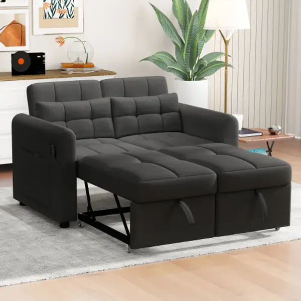 Modern Design, Loveseat-bank, 3-in-1-uitschuifbare Bank Met Verstelbare Rugleuning, Usb, Armleuningen En Kussens. Geschikt Voor Woonkamer, thumbnail
