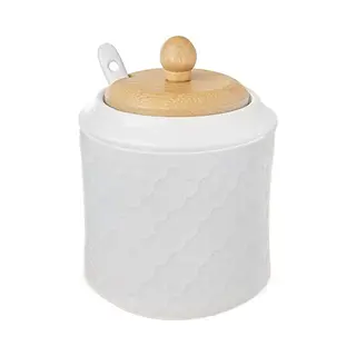 Orion WhiteLine Serie - Porseleinen Suikerpot - Bamboe Deksel - 350ml