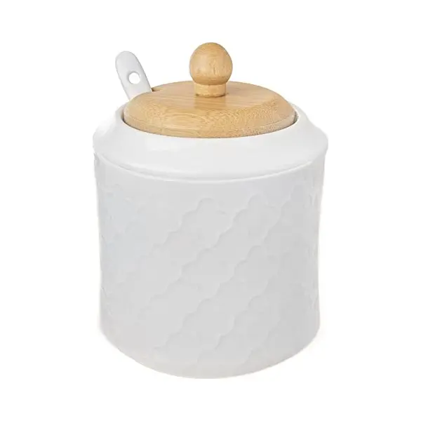 Orion WhiteLine Serie - Porseleinen Suikerpot - Bamboe Deksel - 350ml thumbnail