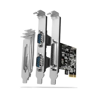 Axagon Pcea-Psn PCIe-Adapter mit 1x Parallel-+ 2x Seriell-Ports - Asix AX99100 Schnittstellenkarte/Adapter Eingebaut Parallel, Rs-232