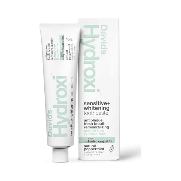 Davids Nano Hydroxyapatiet Natural Toothpaste, Sensitive, Whitening, Enamel Health, Fluoride Free, Sls Free, Peppermint, 5, 25 Oz Metalen Buis, thumbnail