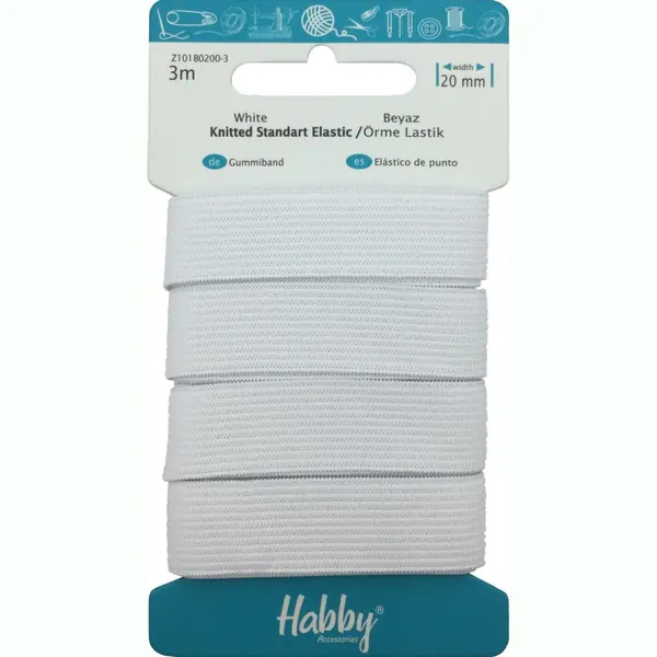 Habby Elastiek 20 Mm | Plat Gebreid Standaard Elastiek | Wit | 3 Meter | Hobby - Knutselen - Naai Elastiek thumbnail