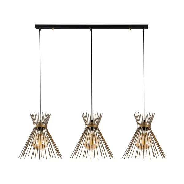 Opviq Hanglamp Kirpi 3089 3-fg. Lineair Ø34cm Goud thumbnail