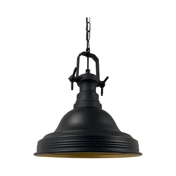 Bamyum Suspension Industrielle Noire En Métal Peint À La Main – Luminaire Vintage E27 Ø30 Cm Pour Salon, Chambre Ou Salle À Manger thumbnail