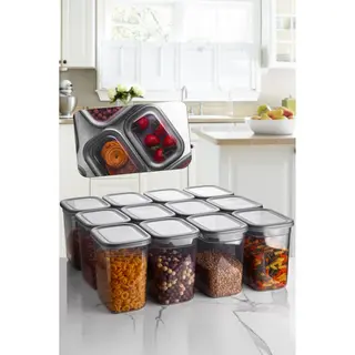 Asir - Opslagbox Set (12 Stuks) - Antraciet - 12 X 16, 5 X 16, 5