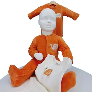 Set Schildpadje Zacht – Velours Pyjama + Body – 0 Tot 9 Maanden