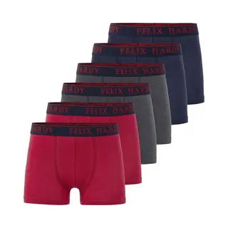Felix Hardy Boxer - Boxershort Multipack 6 Pack - Onderbroek Mannen - Ondergoed - 95% Katoen Heren Antraciet-Navy-Bordeaux - S