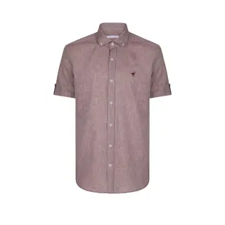 Felix Hardy Linnen Katoen Blend Shirt - Overhemd Heren Bordeaux - M
