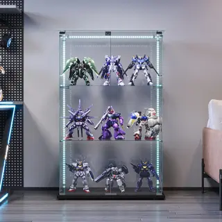 BursDany Glazen Vitrine Met Led - Vitrinekast Voor Verzameling, 2 Deuren, 3 Planken In Esg-glas, Voor Slaapkamer, Woonkamer En Bar, 123 X 78, 5 X 35 Cm (zwart,