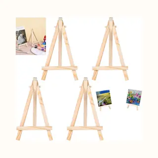 4 Stuks - Mini Houten Ezel - Kleine Bureau-ezel - Driehoekige Houten Ezelstandaard - Telefoonstandaard - Canvasstandaard - Houtkleur 8X15cm