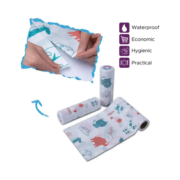 On Roll Paper Spatmat Voor Kinderen Op Een Rol - Waterdicht - Kinderfeestje- Kleed Onder De Kinderstoel - 100x120 Wegwerp Vloermat Onder Kinderstoel - Baby - thumbnail