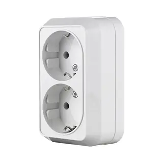 Makel Dubbel Stopcontact 45182 – Wandcontactdoos – Opbouw – Randaarde - Wit
