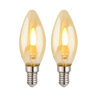 Vito Lighting Vito Led Vlam-Effect Kaarslamp E14 - 1W (vervangt 10W) - 50lm - 1800K Amber - 230V - Realistisch Flikkerend Vlamlicht - 2 Stuks