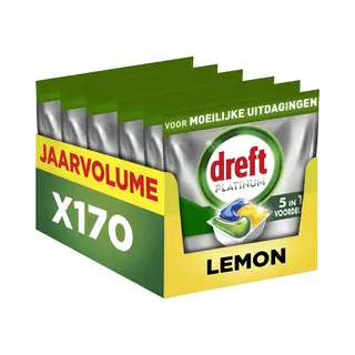Dreft Platinum All In One Vaatwastabletten - Citroen - 170 Capsules - Jaarvolume
