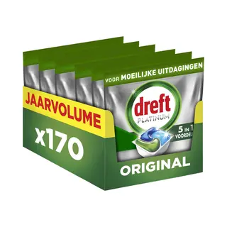 Dreft Platinum All In One Vaatwastabletten - Original - 170 Capsules - Jaarvolume